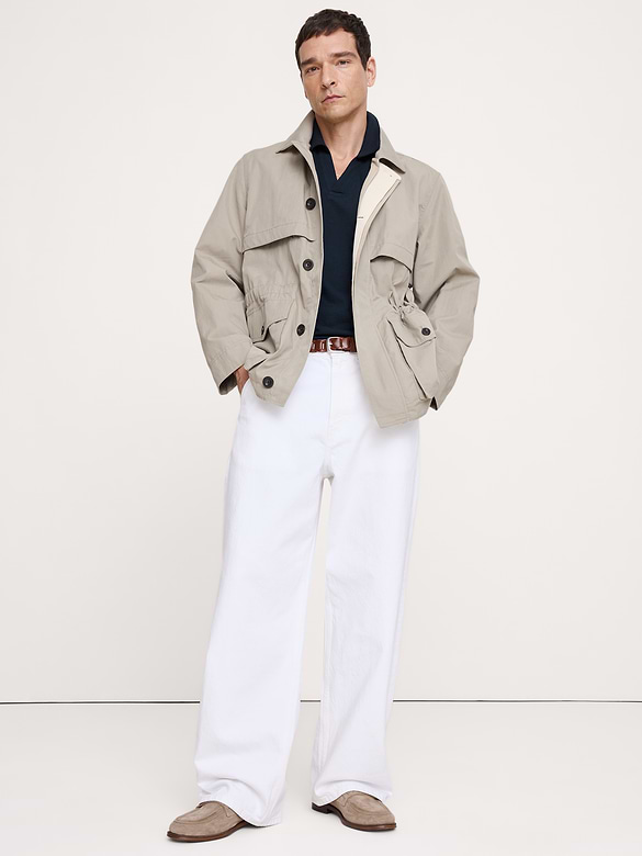 Mesh Johnny-Collar Polo