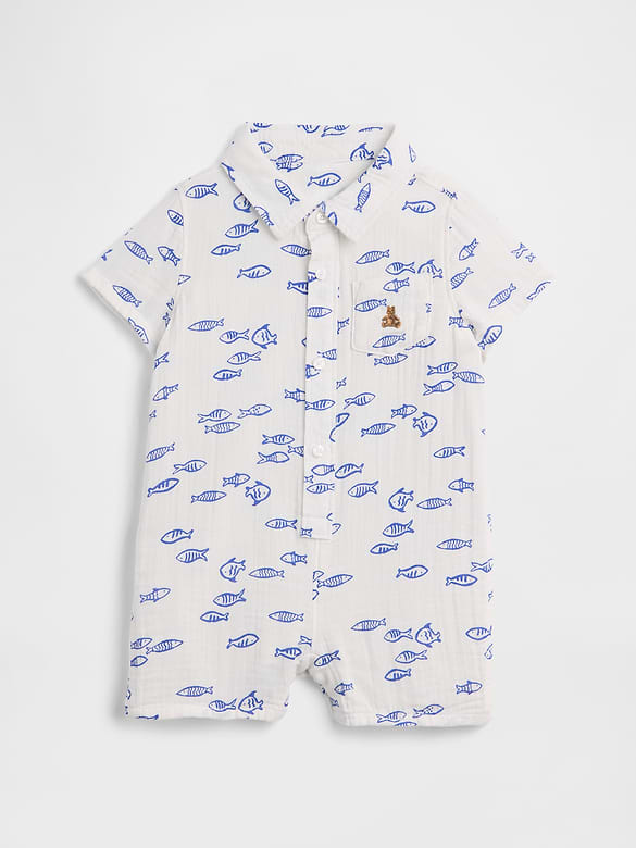 Baby Brannan Bear Print Romper