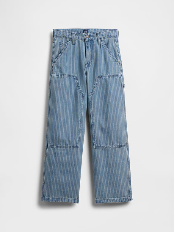 Kids Baggy Stripe Double-Knee Carpenter Jeans