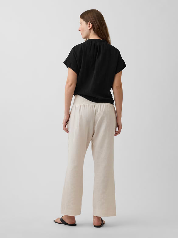 Maternity Cotton Gauze Full Panel Pants
