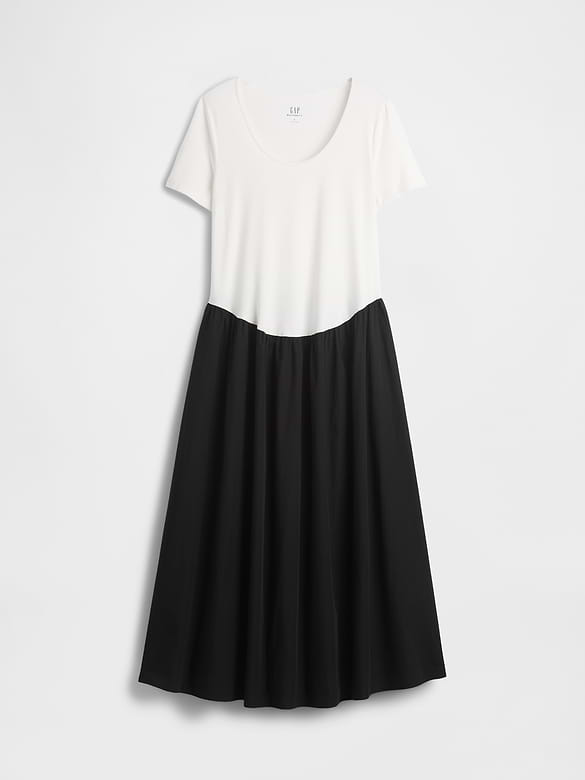 Maternity Mixed Media Drop-Waist Dress