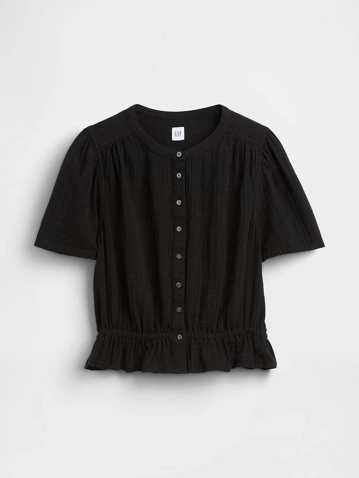 Image number 5 showing, Cotton Gauze Crop Peplum Top