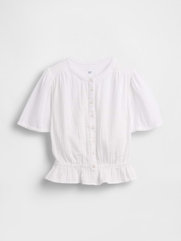 Cotton Gauze Crop Peplum Top