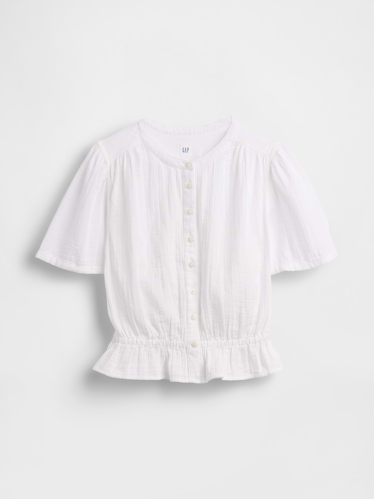 Image number 5 showing, Cotton Gauze Crop Peplum Top