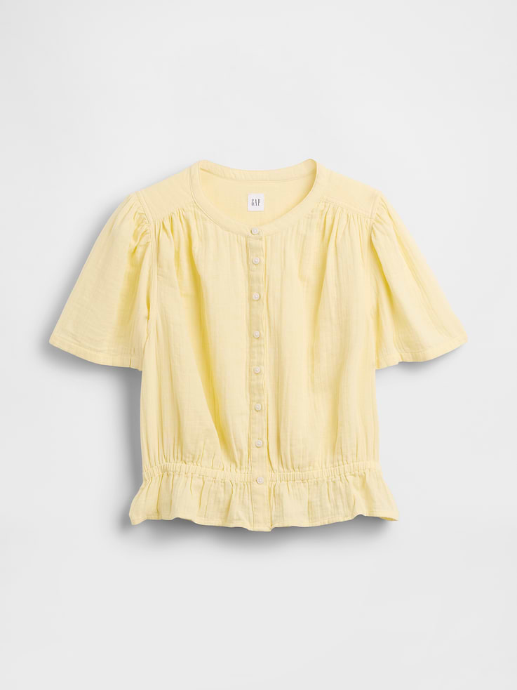 Image number 5 showing, Cotton Gauze Crop Peplum Top