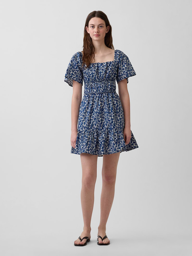 Image number 1 showing, Poplin Flutter-Sleeve Mini Dress