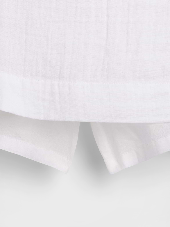 Cotton Gauze Smocked-Waist Mini Skort