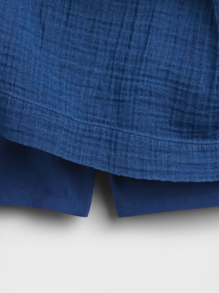 Image number 5 showing, Cotton Gauze Denim Smocked-Waist Mini Skort