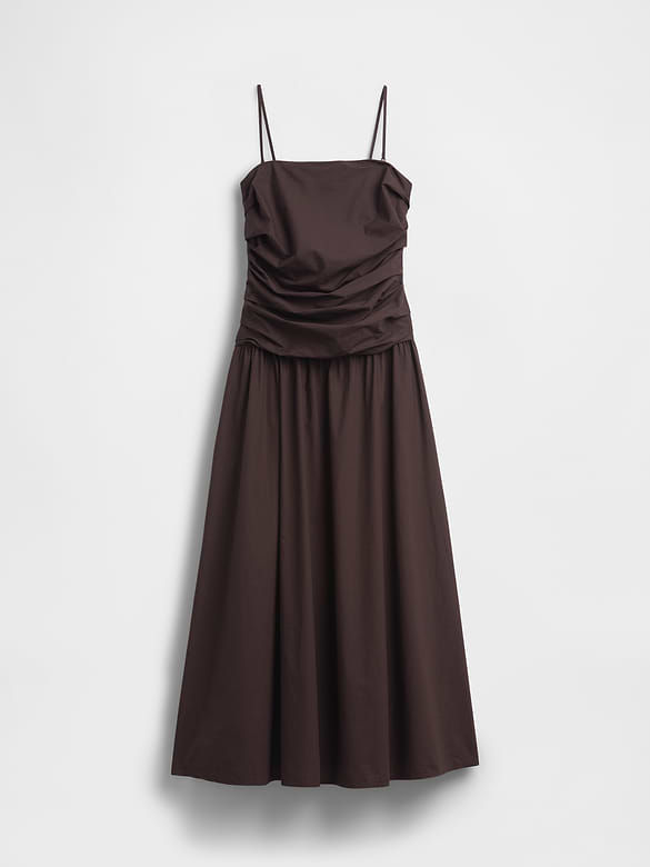 Poplin Drop-Waist Maxi Dress