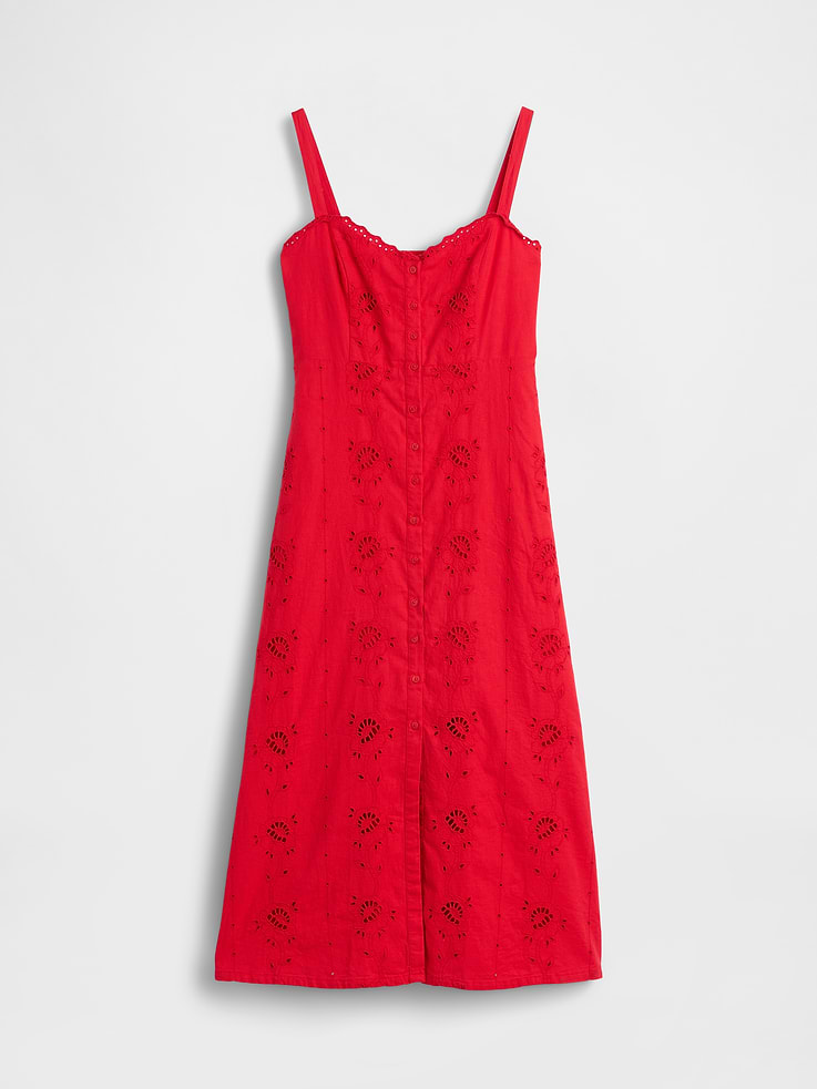 Image number 5 showing, Linen-Blend Embroidered Cami Maxi Dress