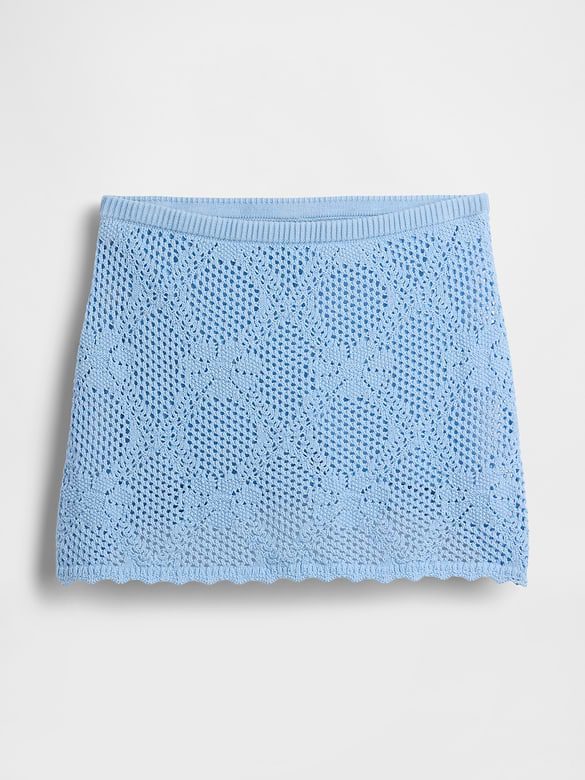 100% Cotton Pointelle Mini Sweater Skort