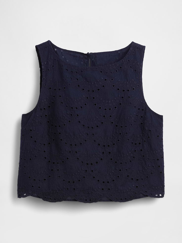 L'image numéro 5 présente Camisole courte à broderie anglaise