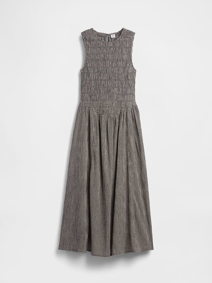 Image number 5 showing, Gingham Smocked Drop-Waist Maxi Dress