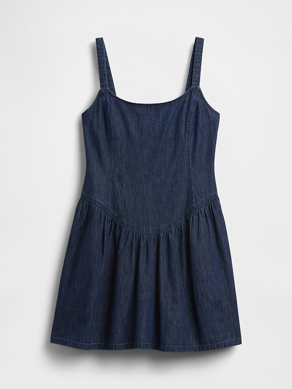 Denim Drop-Waist Mini Dress