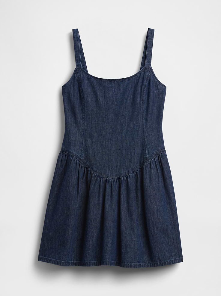 Image number 5 showing, Denim Drop-Waist Mini Dress