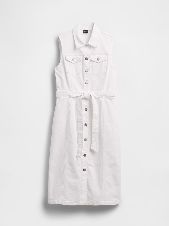 Denim Tie-Belt Midi Dress