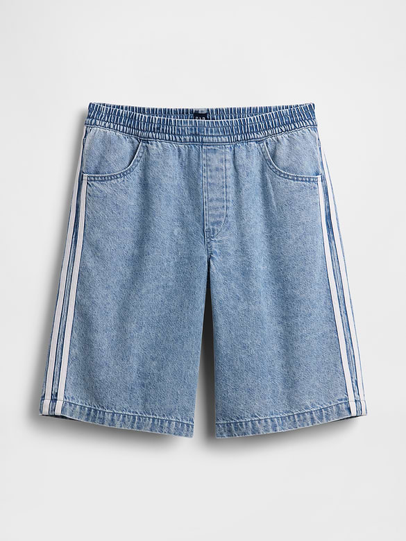 11" Mid Rise UltraSoft Easy Stripe Longline Denim Shorts