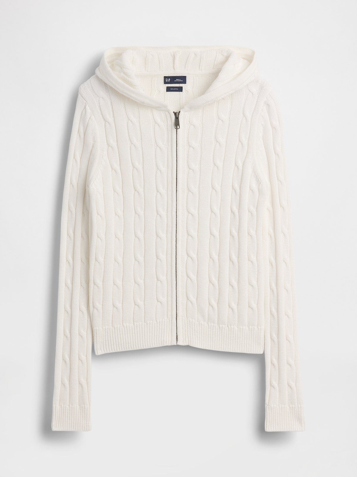 100% Cotton Cable-Knit Zip Cardigan | Gap