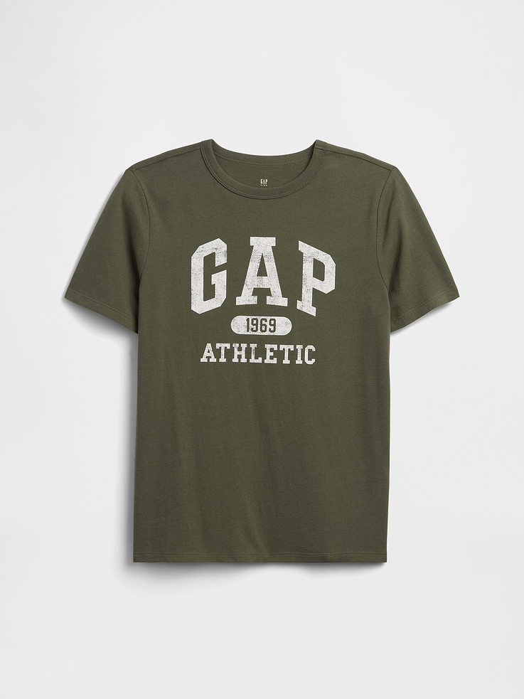 Image 1 of 3, Soft jersey knit., Short sleeves., Crewneck., Gap graphic at front., Product #1179624