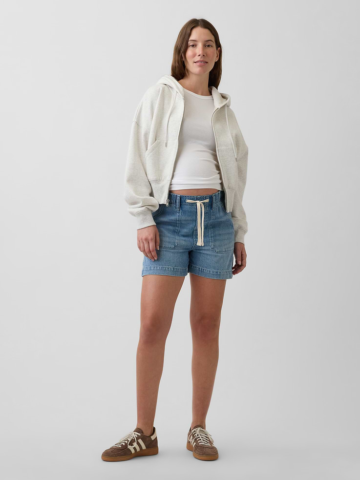 Image number 1 showing, Maternity Full Panel UltraSoft Denim Easy Shorts