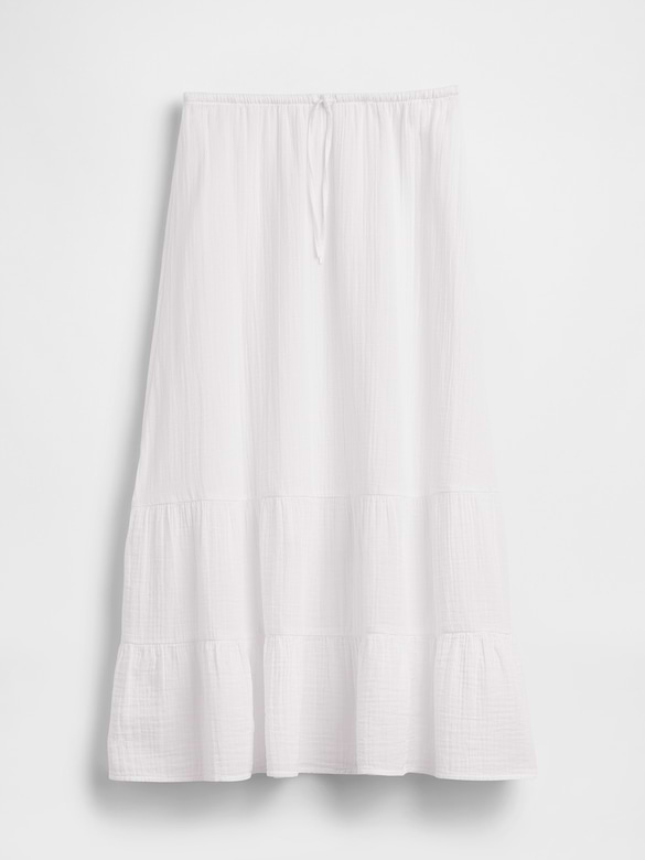 Cotton Gauze Tiered Easy Maxi Skirt