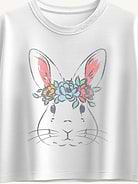 Image 2 of 4, Easter Bunny Face Short Sleeve Boxy Graphic T-Shirt For Girls