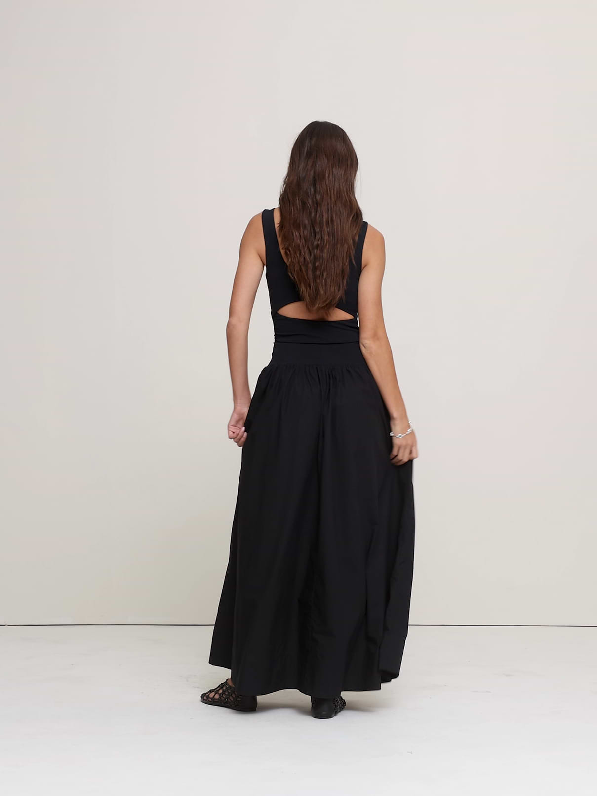 Banana Republic Women's Sculpted-Stretch + Cotton Poplin Maxi Dress Navy Blue Size L