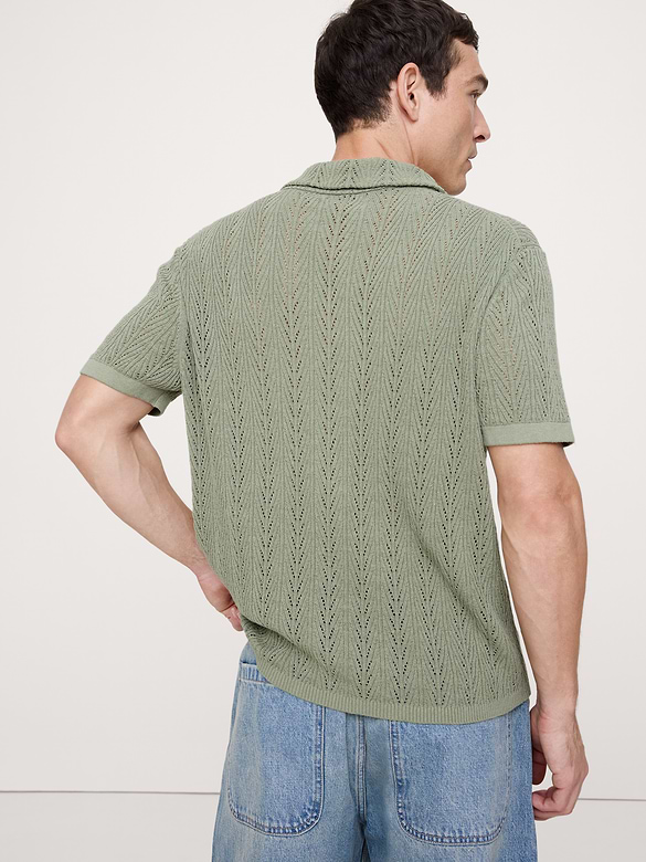 Textured Polo Cardigan