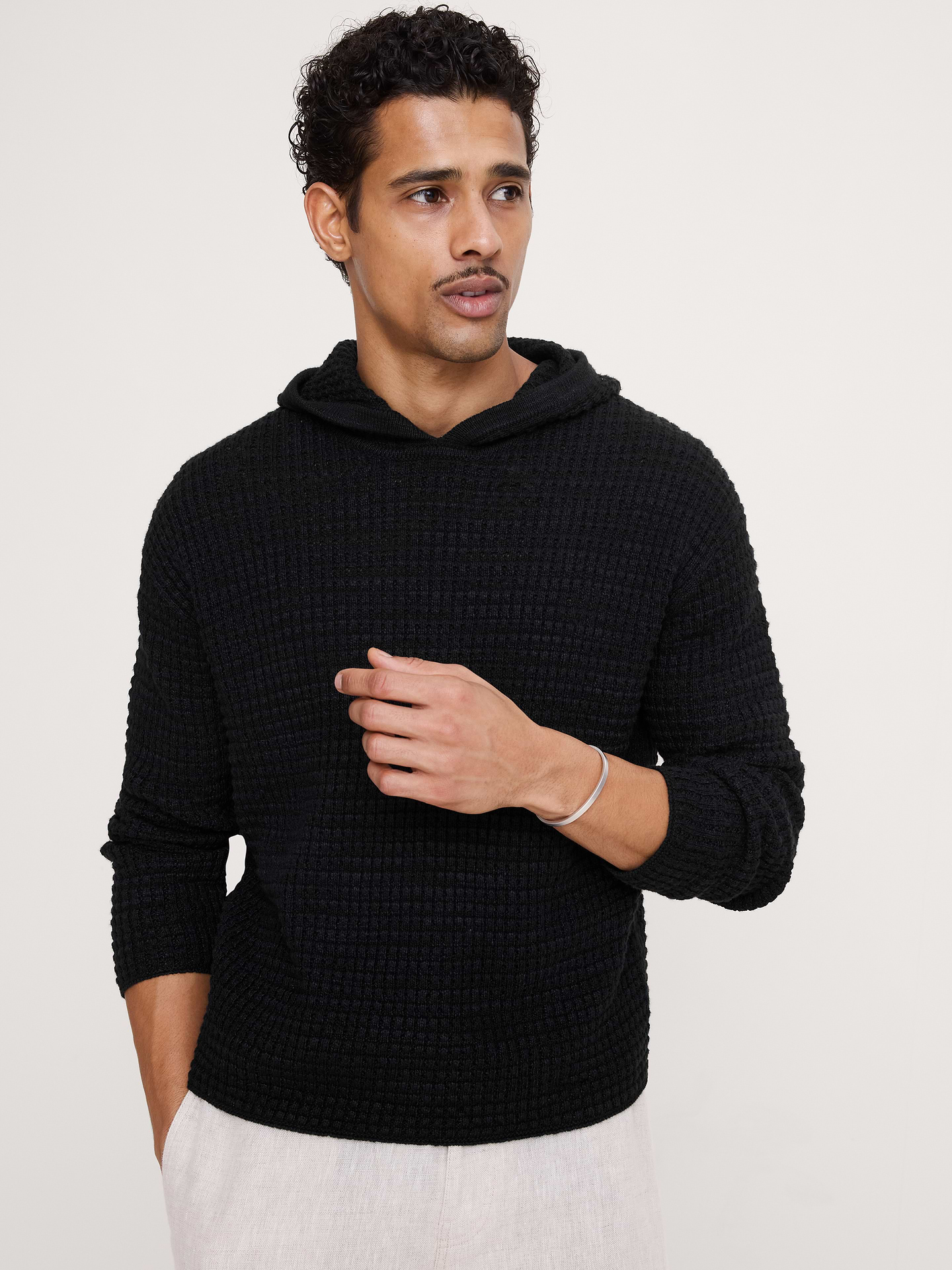 Image number 1 showing, Linen-Cotton Sweater Hoodie