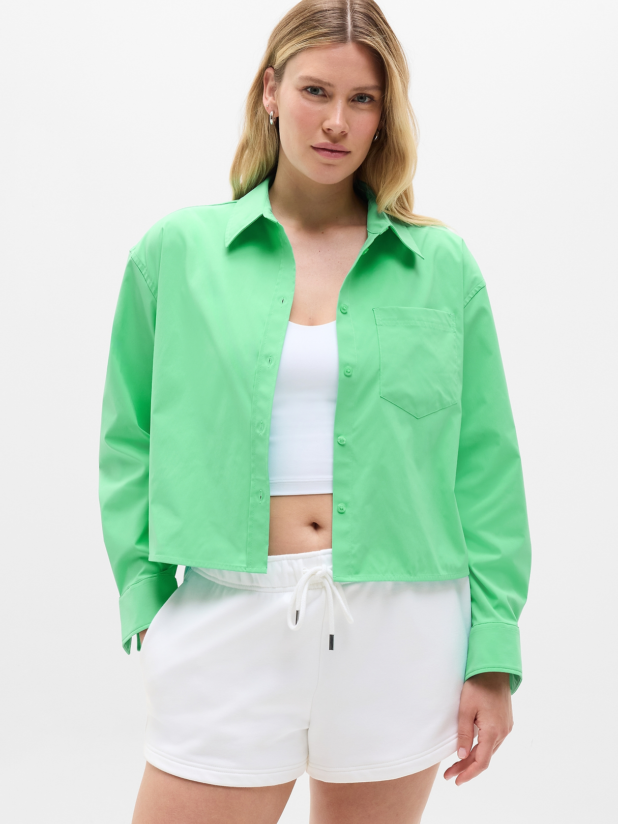 Midday Cropped Poplin Shirt | Athleta