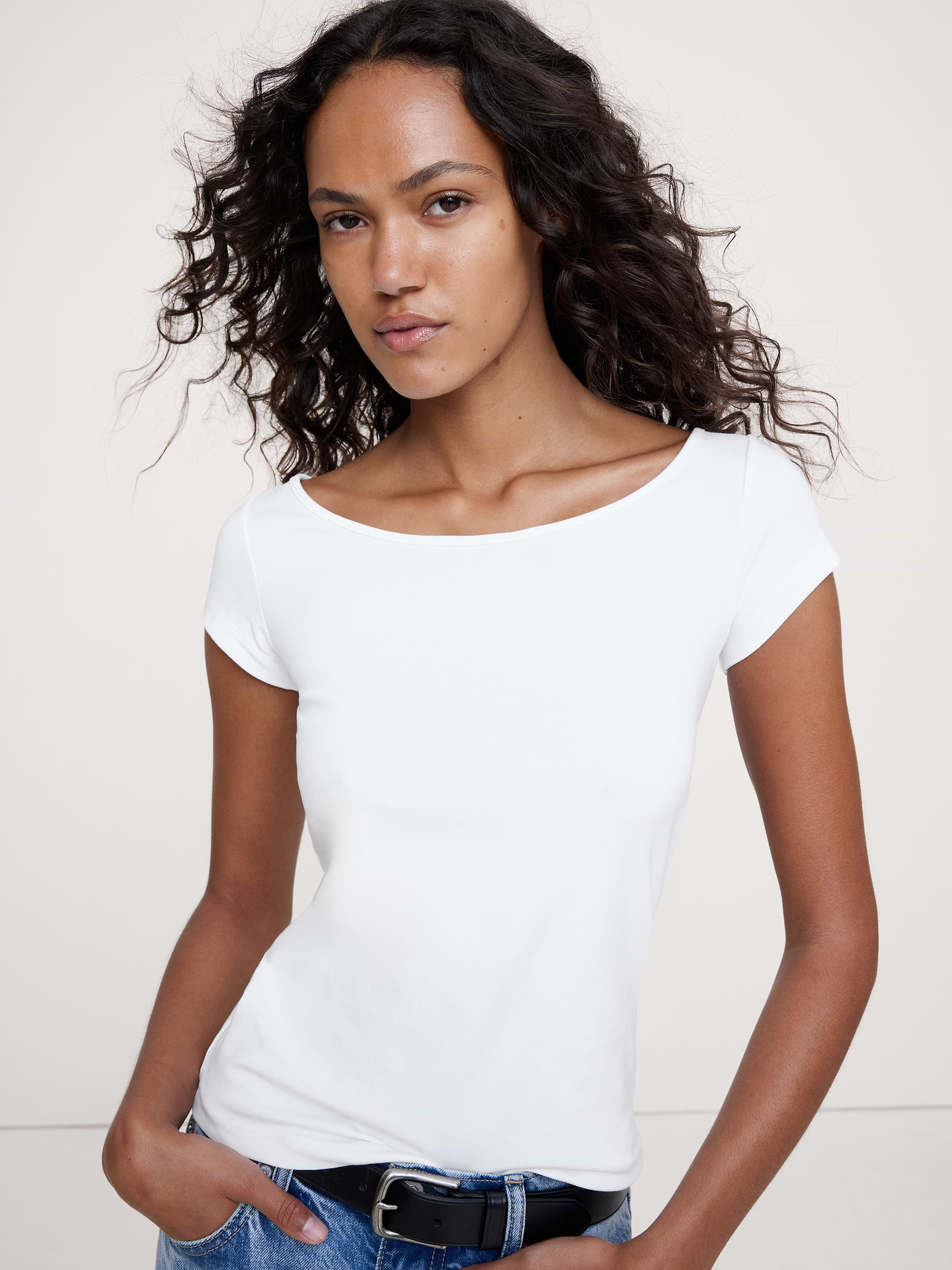 Image number 1 showing, Refined Scoop-Neck T-Shirt
