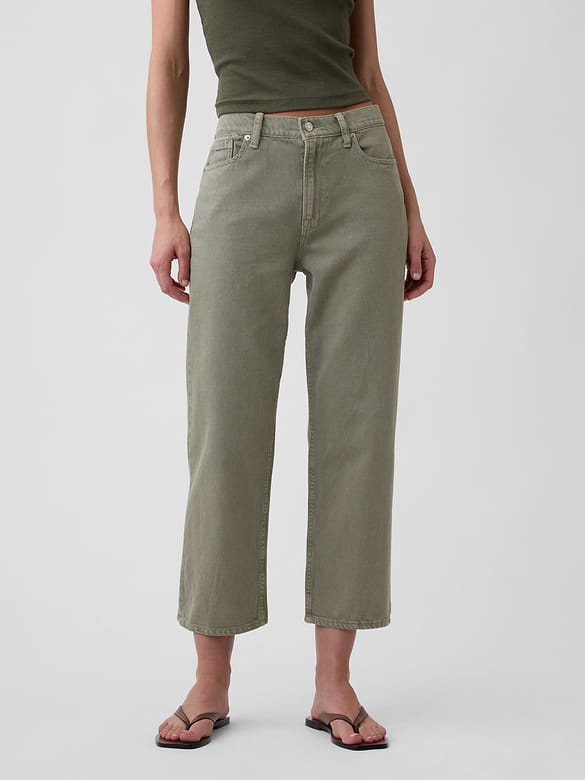 Low Slung Relaxed Straight Crop Jeans