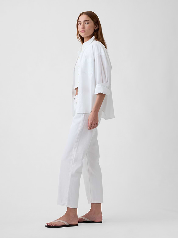 Low Slung Relaxed Straight Crop Jeans