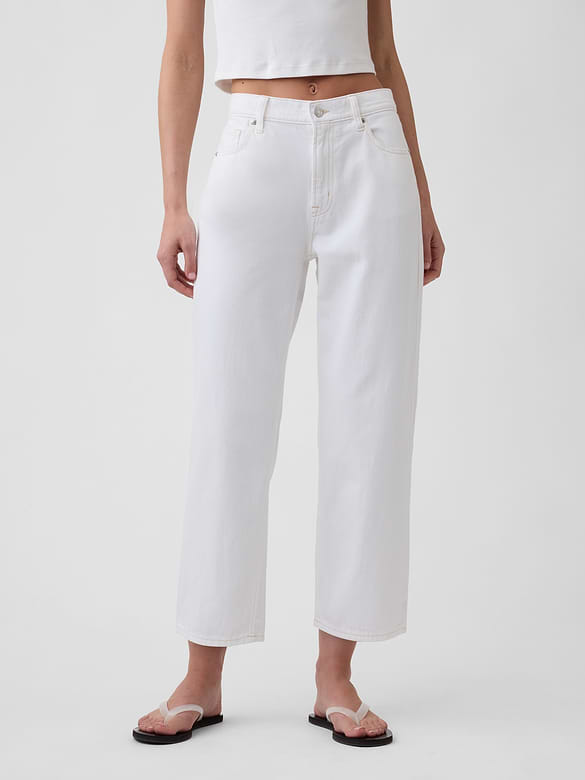 Low Slung Relaxed Straight Crop Jeans