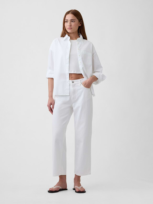 Low Slung Relaxed Straight Crop Jeans