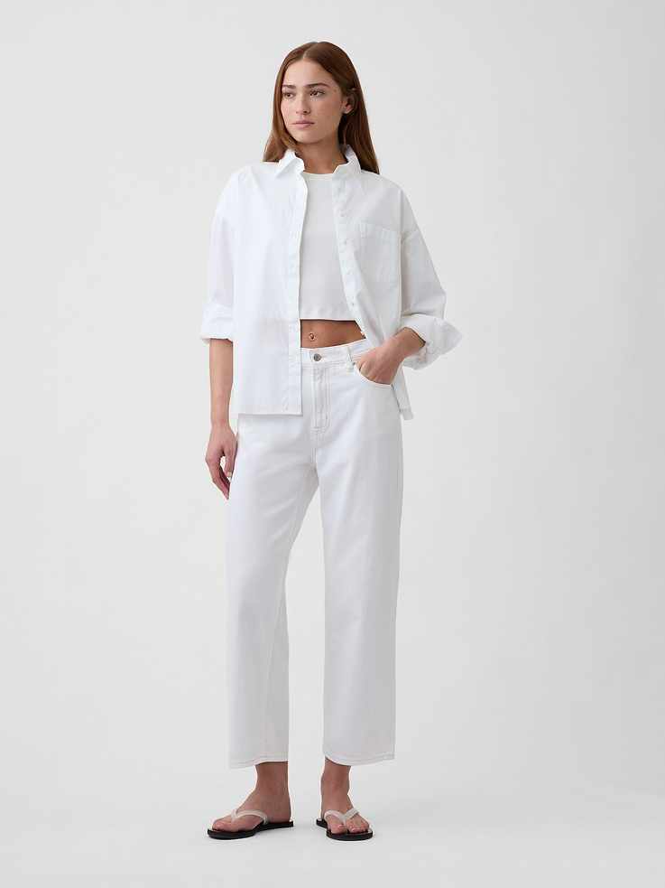 Image number 1 showing, Low Slung Relaxed Straight Crop Jeans