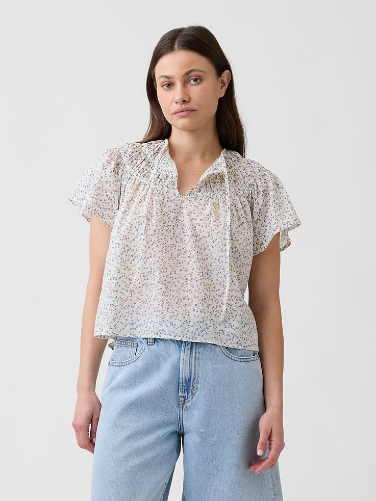 Image number 1 showing, Splitneck Flutter Sleeve Top