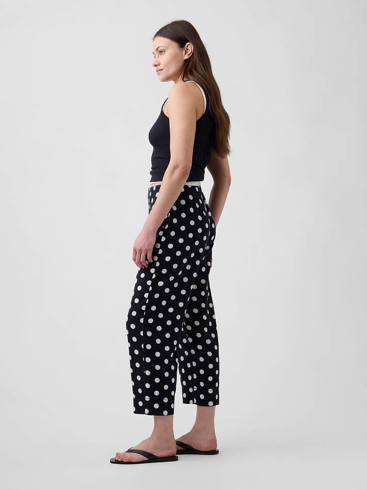 Image number 3 showing, High Rise Linen-Blend Straight Crop Pants
