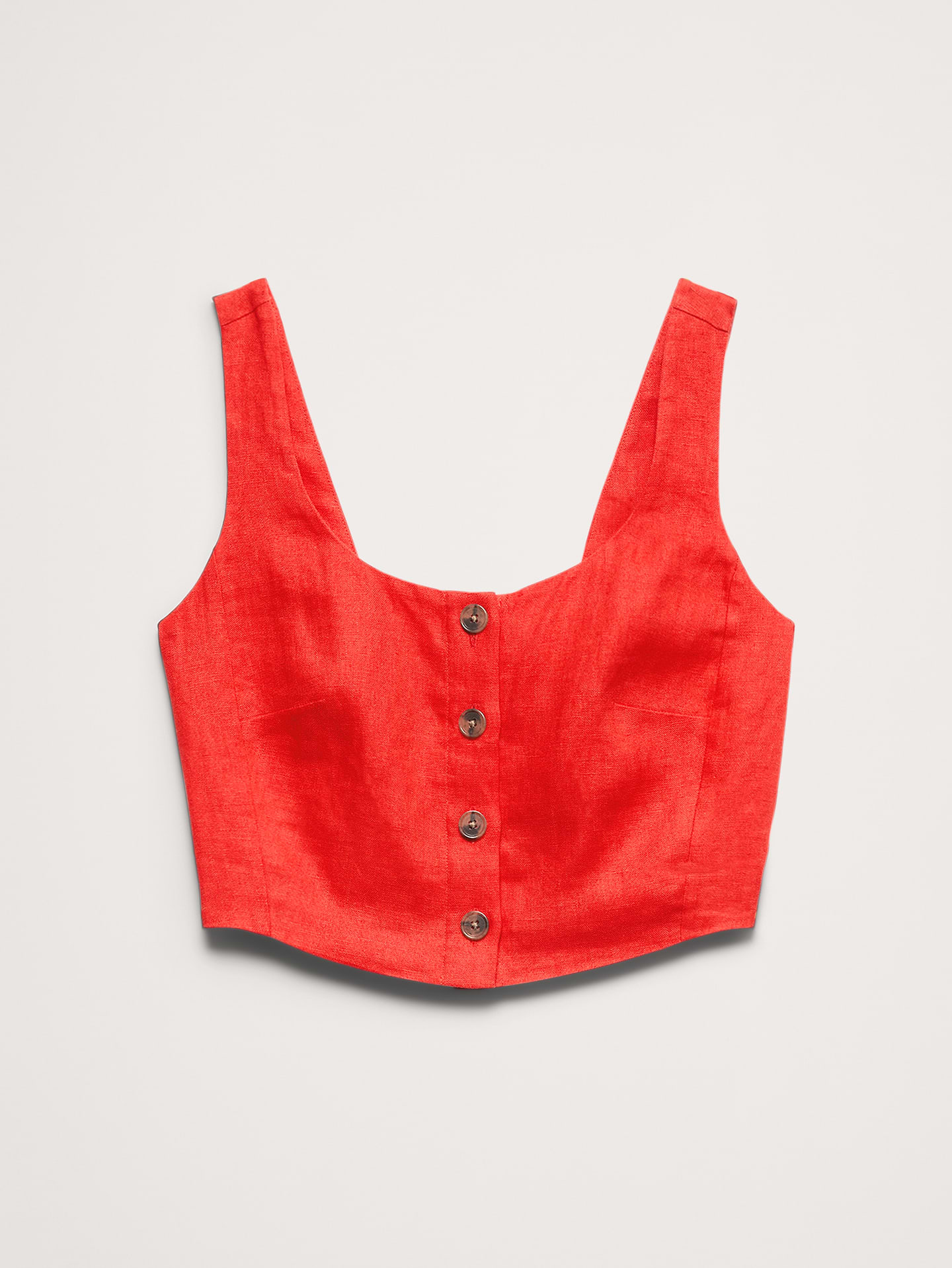 Image number 7 showing, Linen Square-Neck Cropped Tank