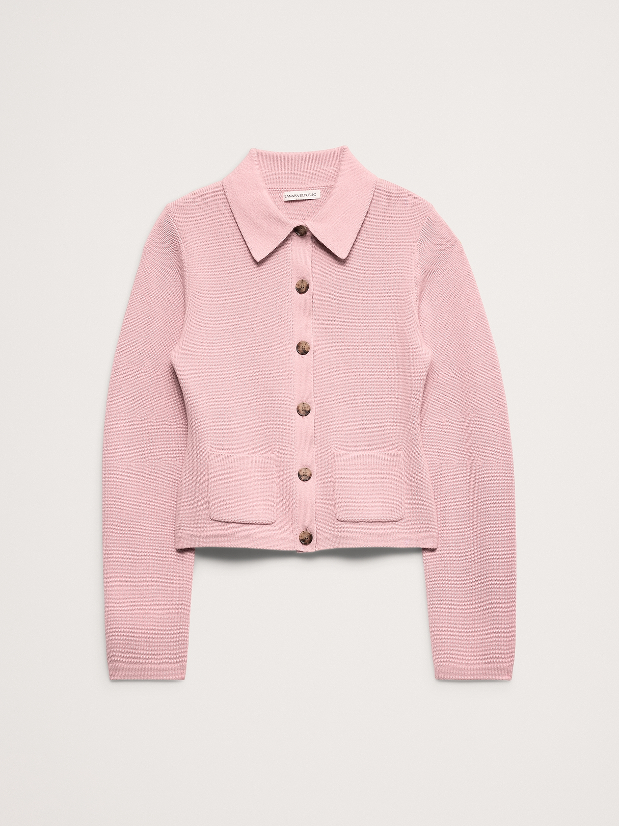 Larkspur Cotton-Silk Polo Cardigan | Banana Republic
