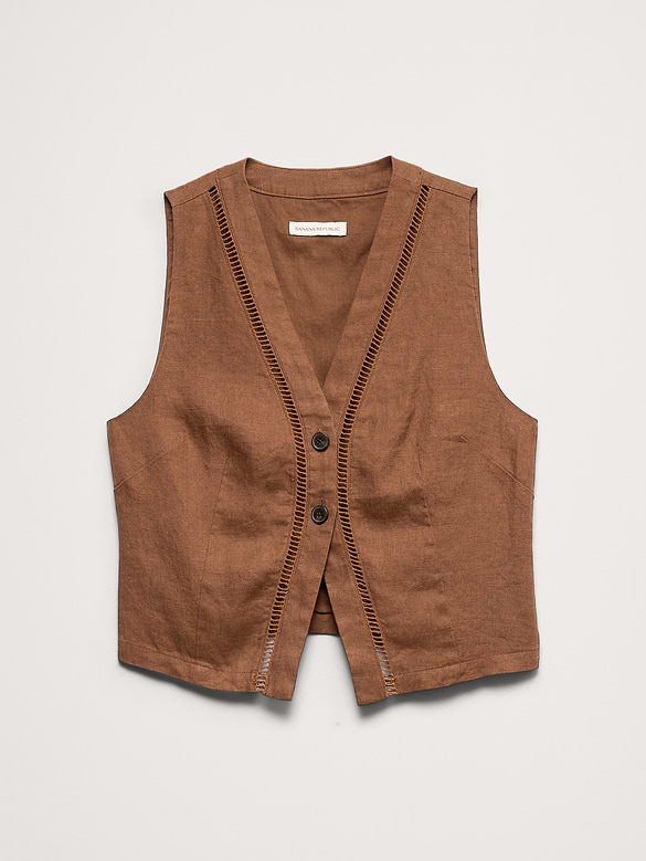 Linen Lace-Trim Vest