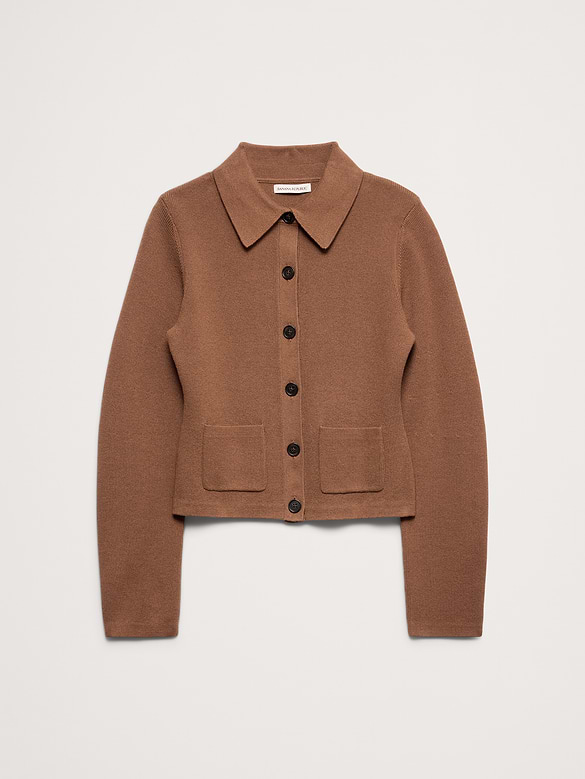 Larkspur Cotton-Silk Polo Cardigan