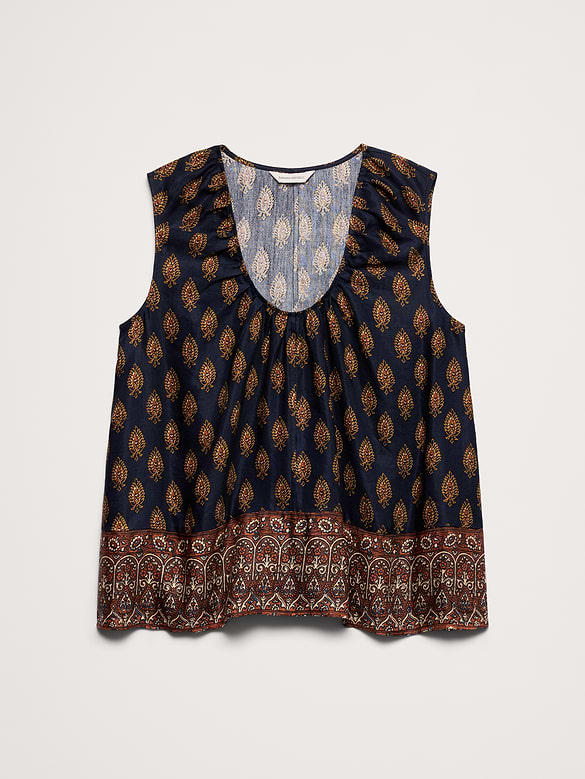 Viscose-Linen Scoop-Neck Tank