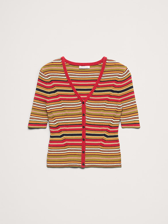 Ribbed Cotton Cropped Cardigan