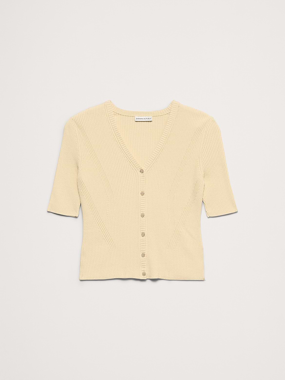 Ribbed Cotton Cropped Cardigan
