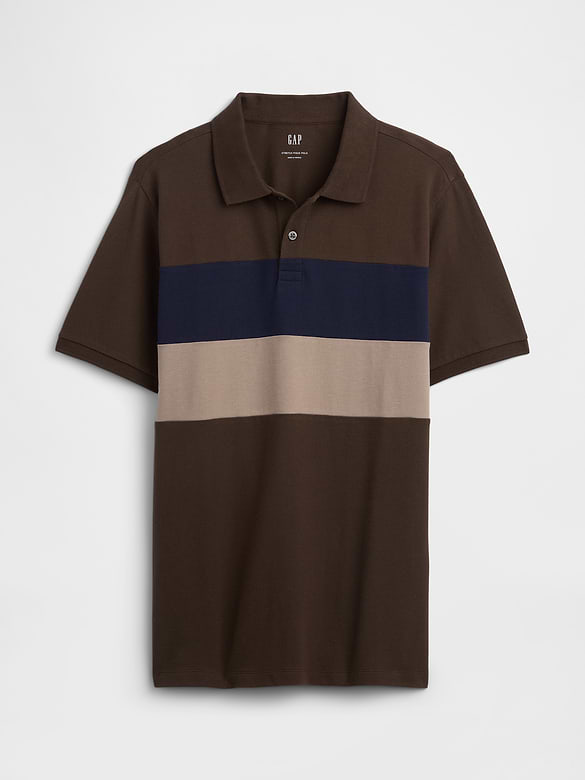 Colorblock Stretch Pique Polo Shirt