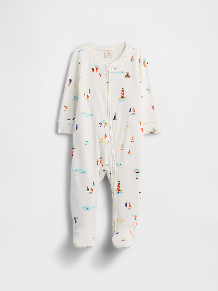 Image number 1 showing, Baby Print Two-Way Zip One-Piece