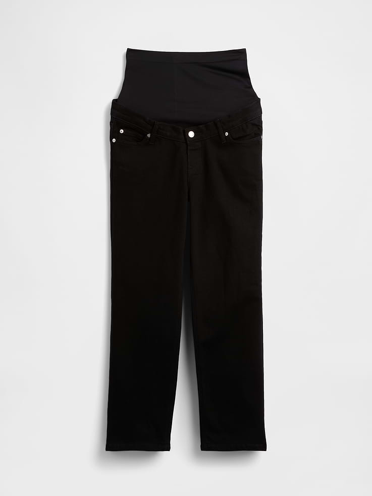 Image number 2 showing, Maternity Full-Panel '90s Slim Straight Crop Jeans