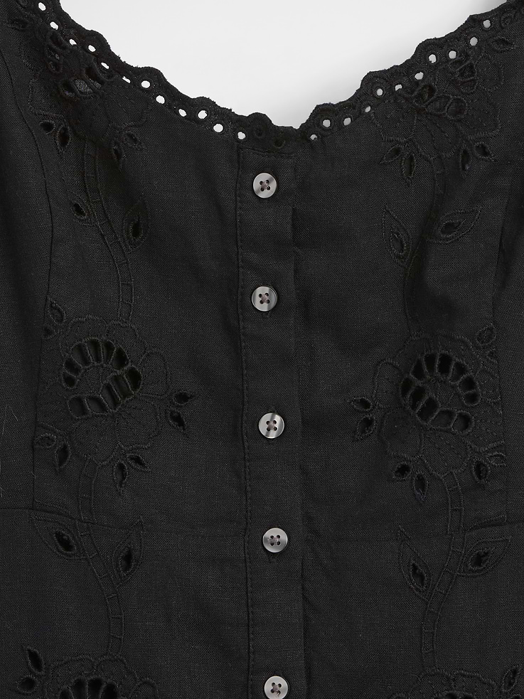 Image number 4 showing, Linen-Blend Embroidered Cami Maxi Dress