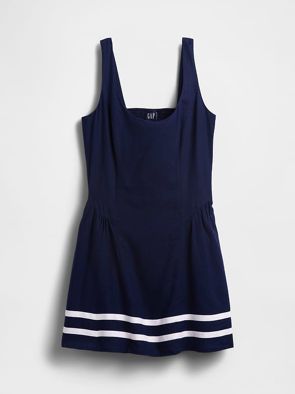 Linen-Blend Drop-Waist Mini Dress